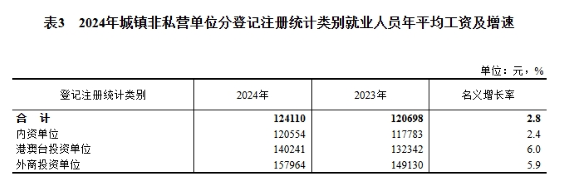 2024年度城鎮(zhèn)單位就業(yè)人員年平均工資情況