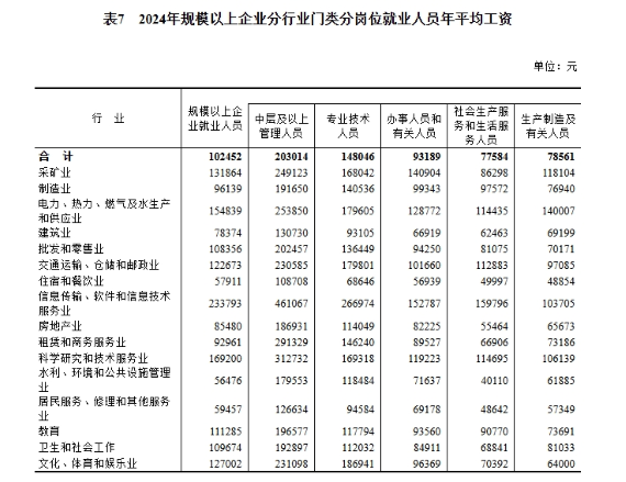 2024年度城鎮(zhèn)單位就業(yè)人員年平均工資情況